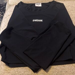 Gymshark Black Long Sleeve Cropped Tee with Chest Logo